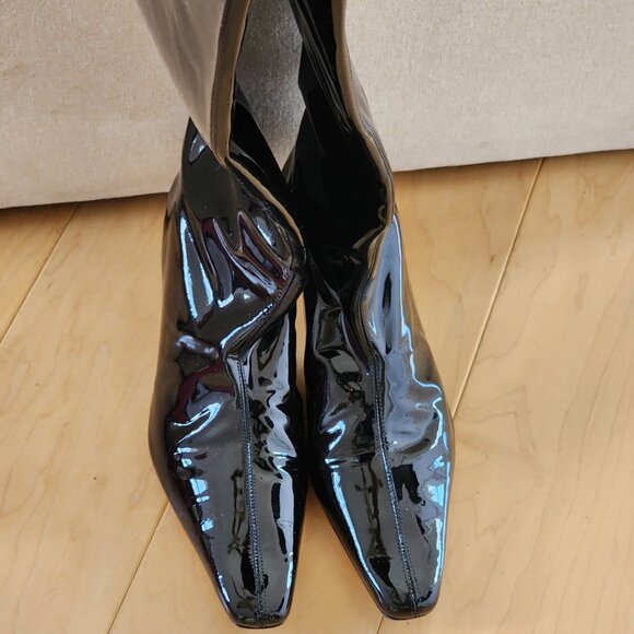 Staud Black Patent Leather Wally Boots Sz 40 - Picture 6 of 6